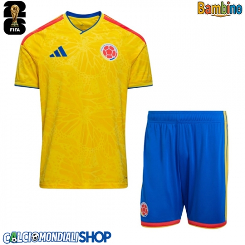 Maglie da calcio Colombia Prima Maglia Bambino Mondiali 2026  Manica Corta + Pantaloni corti)